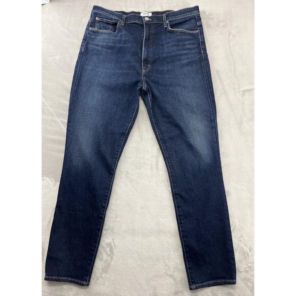 Agolde Pinch Waist Jean Women 34 Blue Wash High Rise Stretch Whisker 90s Preppy